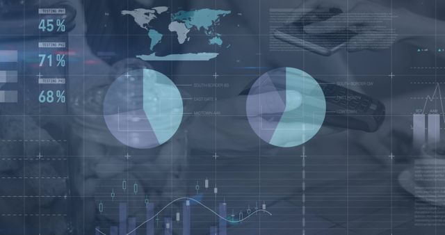 Digital Data Analysis Concept with Graphs and Global Map - Download Free Stock Images Pikwizard.com