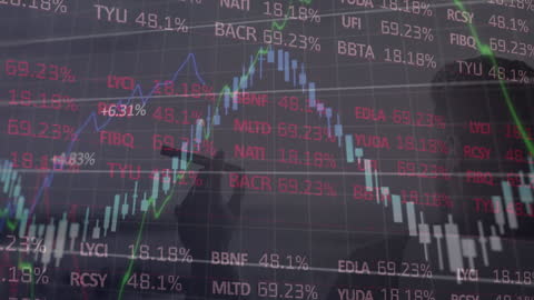 Animated Stock Market Data with Man Holding Cigarette