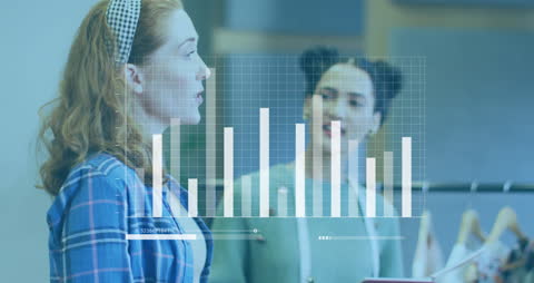 Business Professionals Collaborating with Data Analysis Overlay