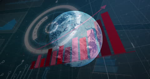 Global Business Growth Visualization with Digital Interface Concept