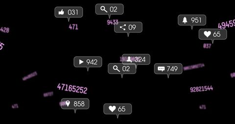 Social Media Interaction Icons with Floating Numbers - Download Free Stock Images Pikwizard.com