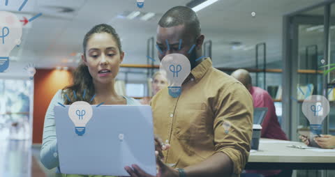 Innovative Office Team Collaborating with Digital Connections