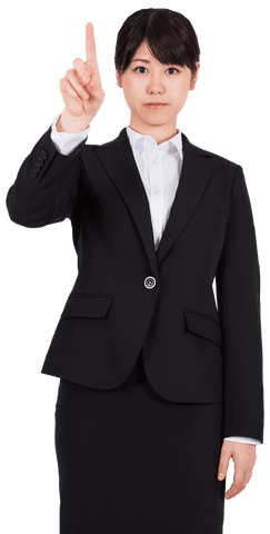 Asian Businesswoman Pointing on Transparent Background for Professional Concepts
