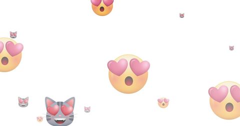 Vibrant Heart-Eyed Emojis on White Background