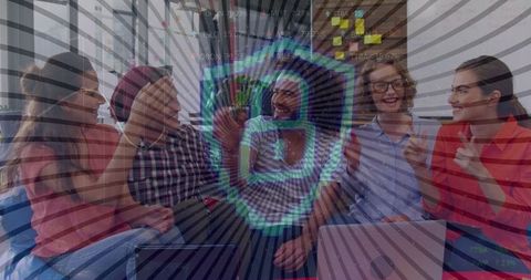 Digital Shield Locking Diverse Coworkers Collaboration