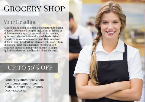 Smiling Employee Welcomes Customers in Grocery Store Environment - Download Free Stock Templates Pikwizard.com