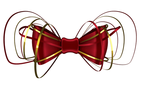 Elegant gold and red bow on transparent background