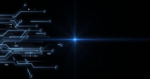 Futuristic Circuit Board with Glowing Blue Elements on Black Background - Download Free Stock Images Pikwizard.com