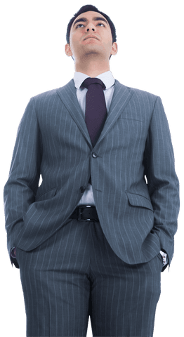 Confident Biracial Businessman Standing with Hands in Pockets Transparent Image