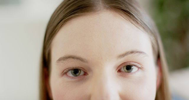 Happy Caucasian Woman Close-Up Portrait Indoors - Download Free Stock Images Pikwizard.com