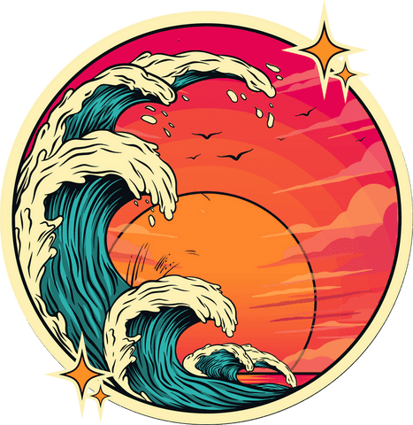 vibrant ocean wave at sunset on transparent background - Download Free Stock Videos Pikwizard.com