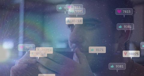 Man Engaging with Social Media Interactions on Smartphone