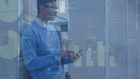 Businessman Analyzing Digital Financial Data on Smartphone