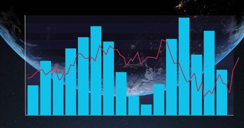 Digital Data Analysis Over Earth with Bar and Line Graphs - Download Free Stock Images Pikwizard.com