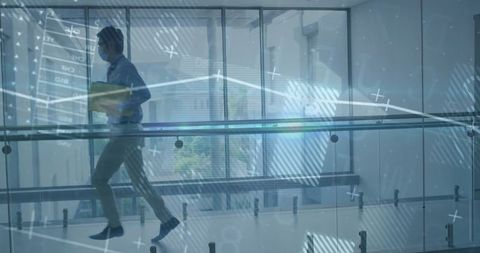 Masked Professional with Data Overlay Symbolizing Modern Business Analysis