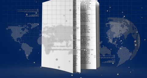 Global Networking and Technology Concept with Book and Digital Graphics