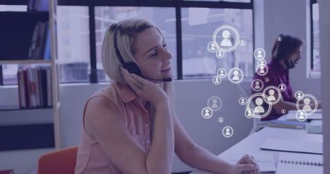 Customer Support Agent Engaging with Global Network Contacts