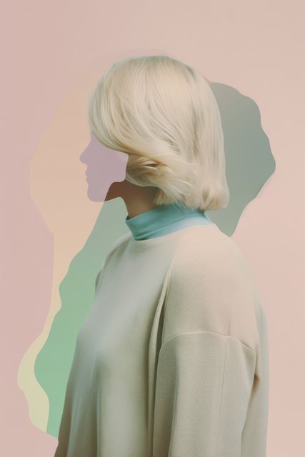 Woman with face covered by pink paint on pink background, created using generative ai technology. Faceless person, anonymity and colour concept digitally generated image.