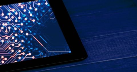 Digital Interface on Tablet with Circuit Board Pattern - Download Free Stock Images Pikwizard.com