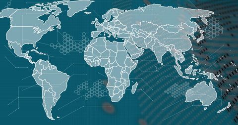 Global Network Concept with Digital World Map Overlay - Download Free Stock Images Pikwizard.com