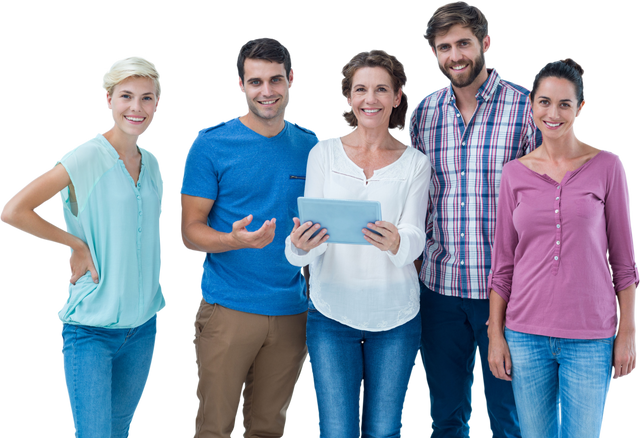 Transparent Image of Smiling Caucasian Family Holding Tablet - Download Free Stock Videos Pikwizard.com