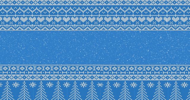 Blue Festive Christmas Knitted Pattern with Snowflakes and Trees - Download Free Stock Images Pikwizard.com