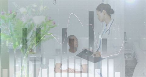 Doctor Consulting Patient with OVER Health Data Visualization Overlay