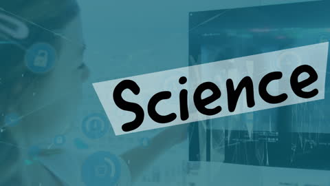 Female Doctor Interacting with Virtual Science Interface