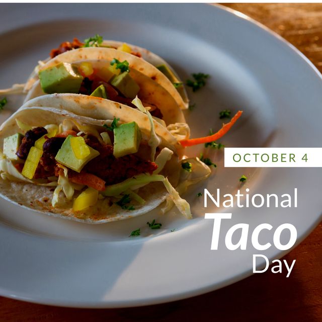 National Taco Day Celebration with Delicious Tacos on Plate - Download Free Stock Templates Pikwizard.com