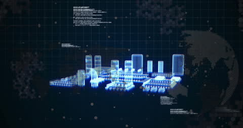 Futuristic Metaverse City with Data Analytics Display