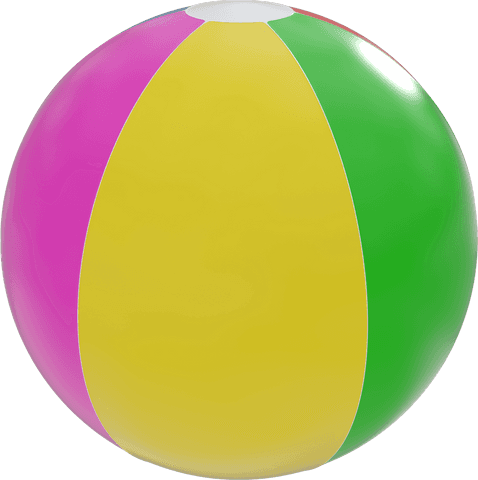 Colorful beach ball on transparent background for summer concepts