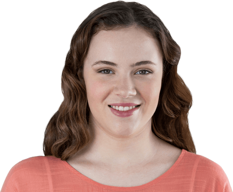 Transparent Portrait of Smiling Young Woman in Orange Top
