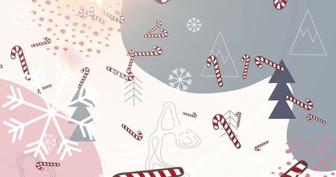 Abstract Winter Holiday Background with Candy Canes and Snowflakes