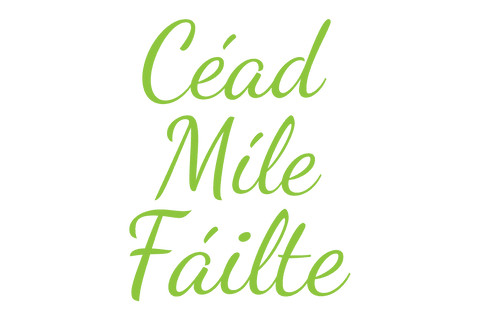 Green irish welcome text on transparent background