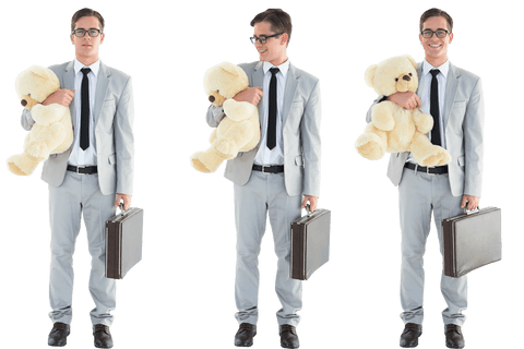 transparent businessman holding teddy bear trio emotion concept - Download Free Stock Videos Pikwizard.com