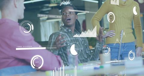 Abstract Financial Data Holograms in Business Meeting - Download Free Stock Images Pikwizard.com
