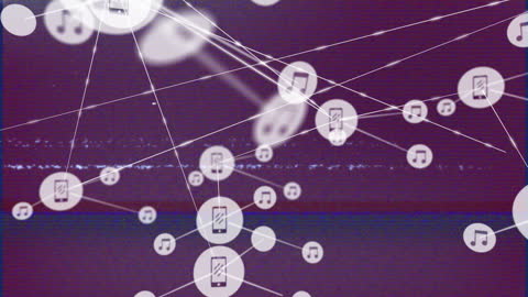 Digital Icons and Networking with Glitch Effect Animation