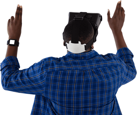 Man Interacting with Virtual Reality Technology, Transparent Background - Download Free Stock Videos Pikwizard.com