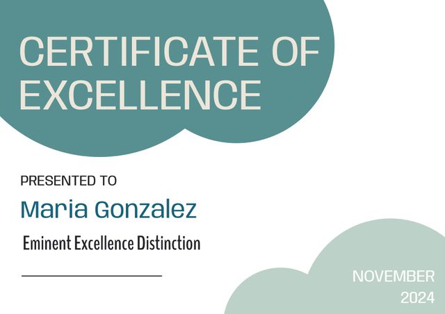 Certificate of Excellence Award Template with Elegant Design - Download Free Stock Templates Pikwizard.com