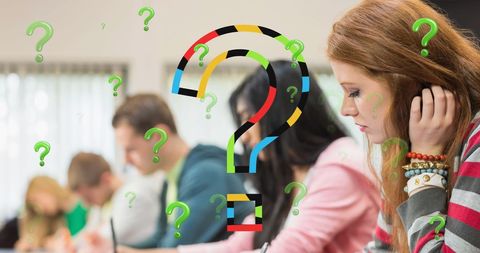 Diverse students contemplating assignments