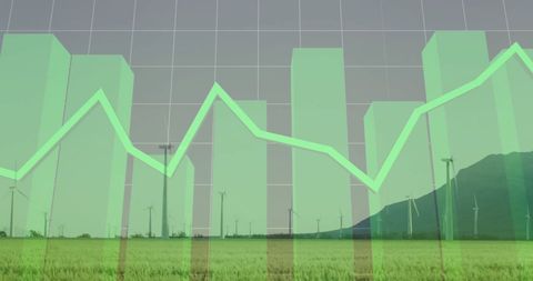 Financial data growth over green energy landscape