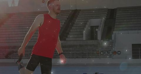 Inspirational Para-athlete Stretching at Stadium