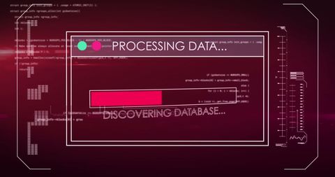 Digital Data Interface on Vibrant Red Background - Download Free Stock Images Pikwizard.com