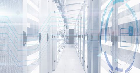 Secure Digital Server Room with Complex Protection Symbol - Download Free Stock Images Pikwizard.com