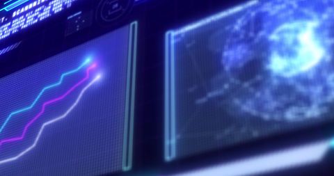 Digital Data and Graph Interface on Blue Background - Download Free Stock Images Pikwizard.com