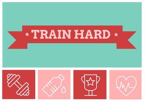 Motivational Fitness Poster with Training Icons - Download Free Stock Templates Pikwizard.com