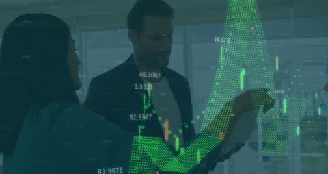 Business Team Analyzing Financial Data Analytics Overlapping