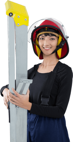 confident female architect holding transparent ladder helmet - Download Free Stock Videos Pikwizard.com