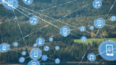 Digital Network Connections in Rural Landscape Background