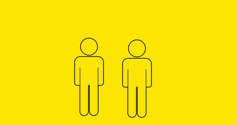 Social Distancing Icon Concept on Yellow Background